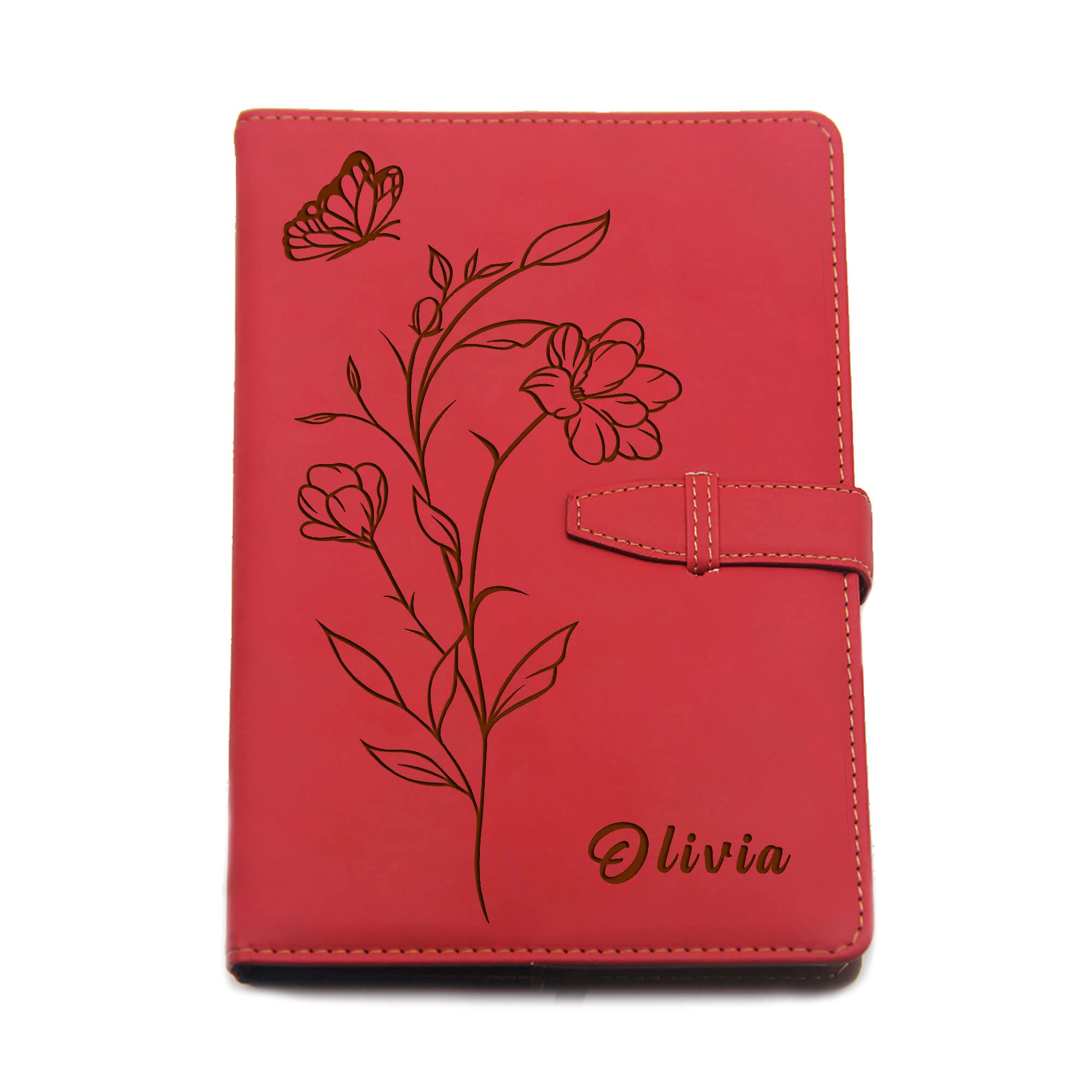 Personalised Journal Notebook Gifts for Women Men Diary Notebook Diary Business Diary Note Book Custom Gift for Him Her A5 PU Leather Notebook Stationary Gifts for Birthday Christmas(Red Design 1)