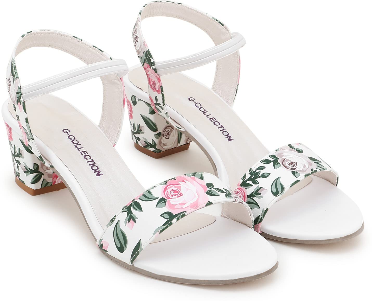 G-COLLECTION Heels Sandals For Women And Girls |White Printed Heel Sandal |Stylish and Latest Block Heel Sandal (41) (B0BWRDW4BR) Amazon Price History, Amazon Price Tracker
