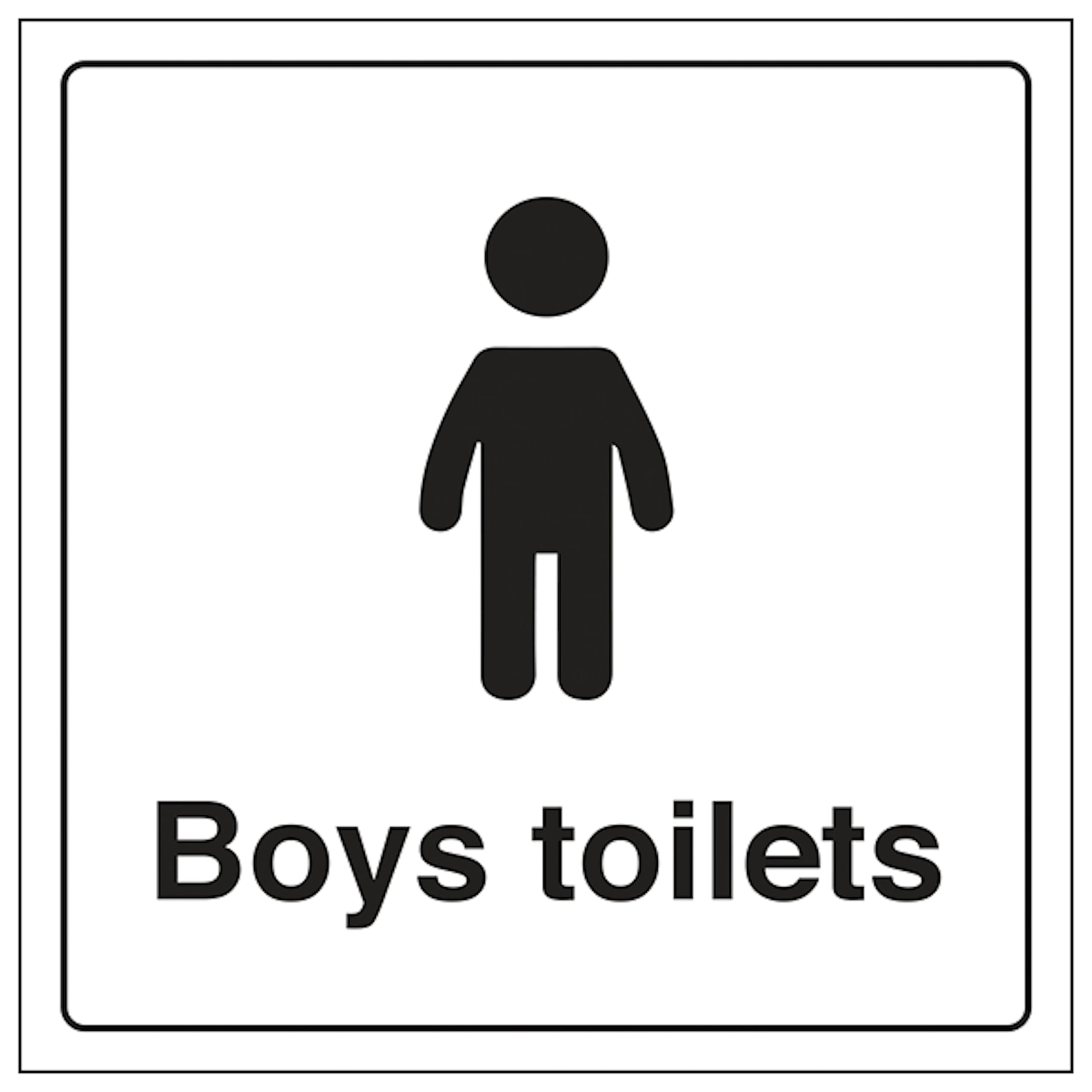 V Safety Boys Toilets 150 x 150 mm - Glow In The Dark 1mm Rigid Plastic Safety Sign