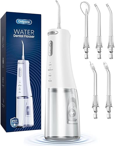 Miniatura 9 de Onlyone Irrigador de agua inalámbrico recargable con presión de agua ajustable para el cuidado bucal diario, irrigador dental eléctrico para uso