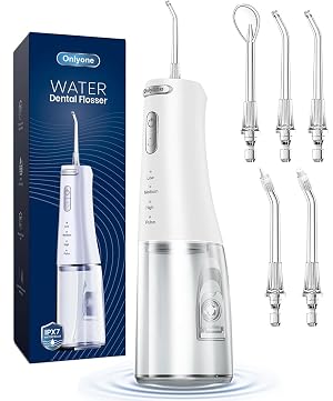 Onlyone Rechargeable Cordless Water Flosser with Adjustable Water Pressure for Daily Oral Care Power Dental Flosser for Home