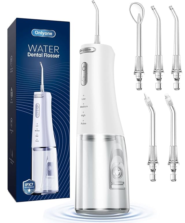 Onlyone Rechargeable Cordless Water Flosser with Adjustable Water Pressure for Daily Oral Care Power Dental Flosser for Home