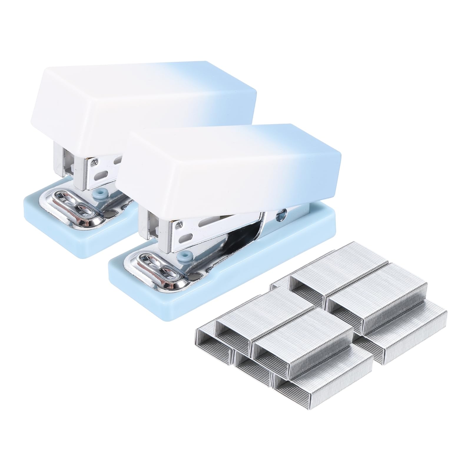 PATIKIL 2 Pack Mini Stapler with Staples, Small Stapler Cute Tiny Portable Pocket Set 15 Sheet Capacity with 800pcs Staples for Desktop Travel Classroom Office Supplies, Gradient Blue