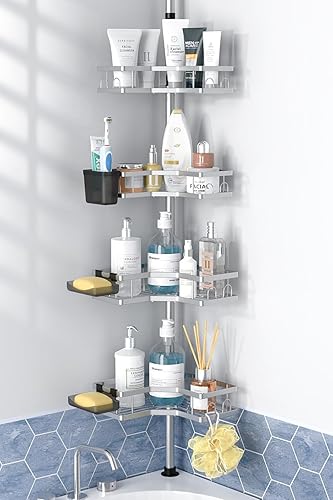 Miniatura 7 de Aitatty Estante organizador de baño para ducha estante de ducha autoadhesivo con soporte para champú y jabón, organizador de baño inoxidable