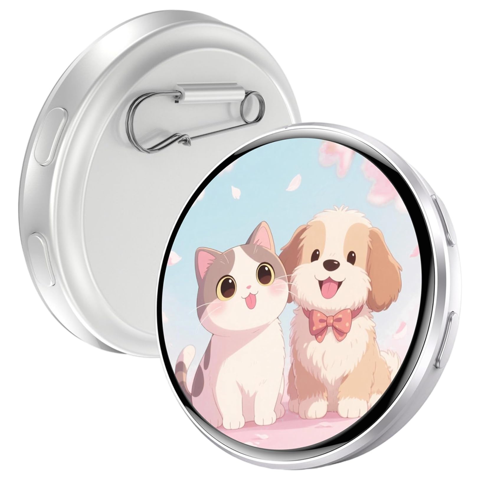 Digital Badge Pin with Customizable Display 1.8" Touch Screen Anime Pins for GIFs Videos 7 Color Lights 12 Hour Battery Silver Electronic Badge