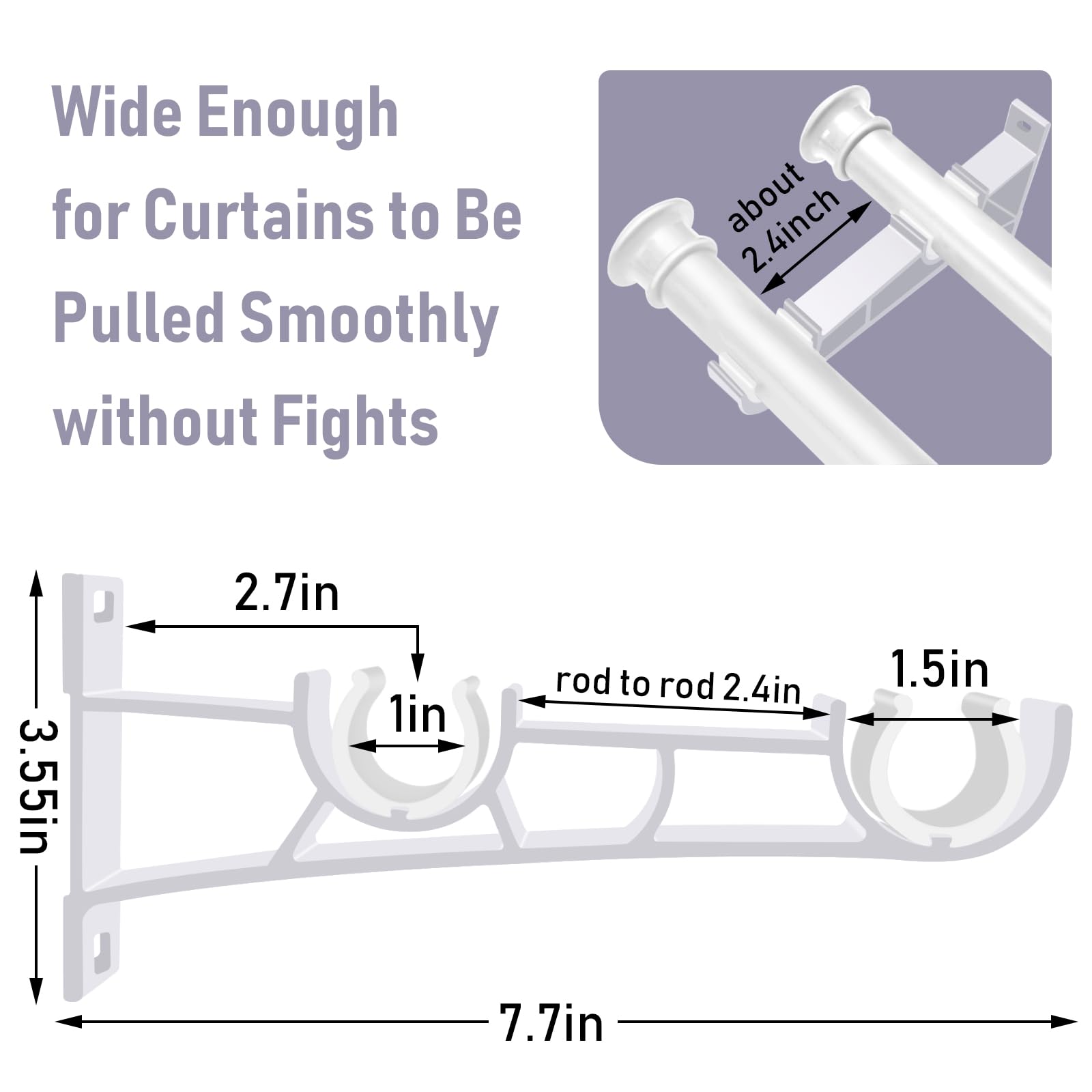 Snapklik.com : Double Curtain Brackets, 16 Pack Rod Holders