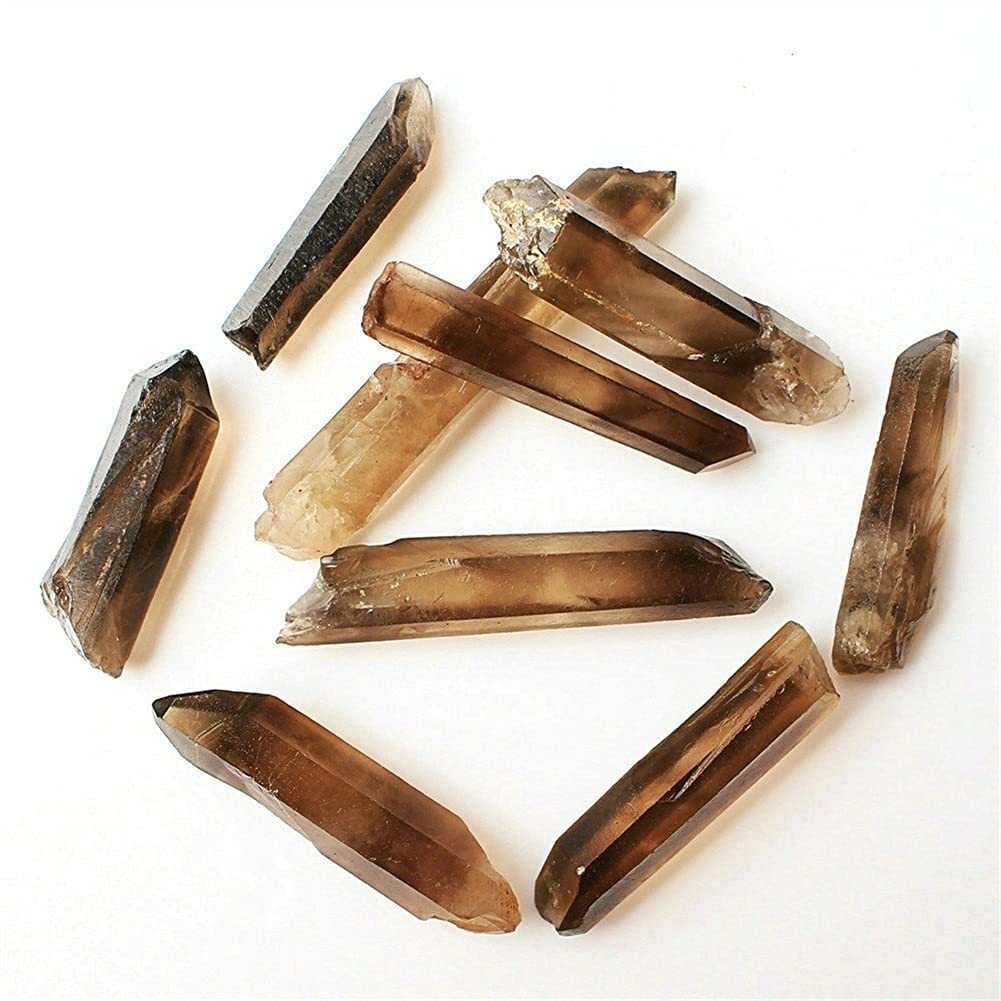 BIANMTSW Home Collections for 30g/50g Natural Smoky Crystal Wand Lemurian Seed Quartz Point Crystal Rough (Color : Smoky Quartz Wand, Size : 50g)