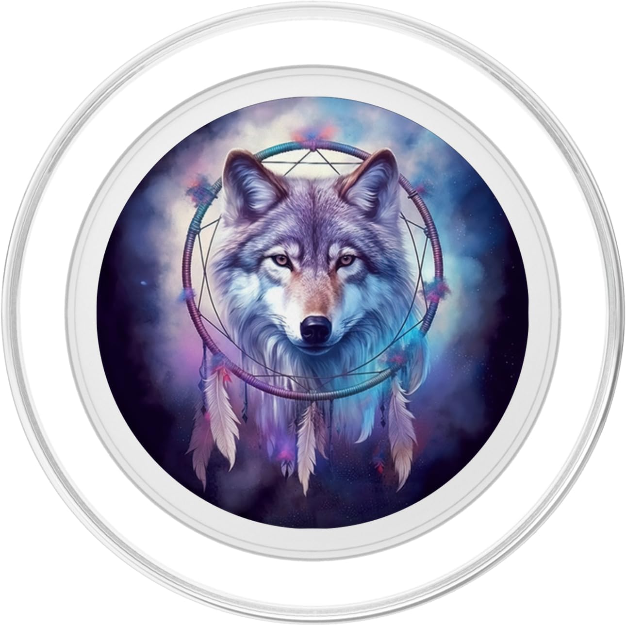 Wolf Dream Catcher Celestial Galaxy Purple PopSockets PopGrip for MagSafe
