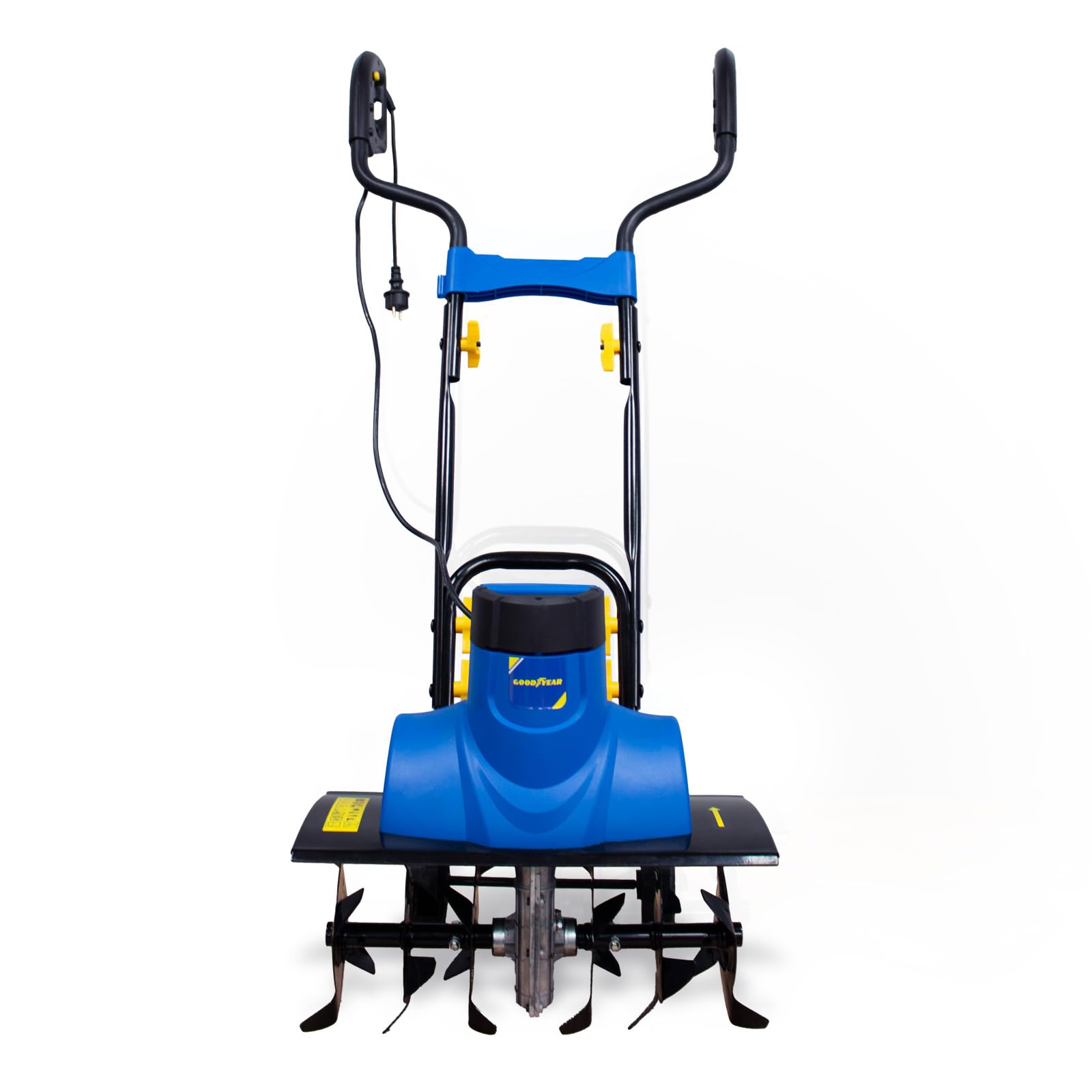 Goodyear - Motoazada Eléctrica 1500W con Ruedas, Ancho de Corte 450mm, Profundidad 180mm, Manillar Plegable, Altura Regulable, Protector Metálico, Motoazada para Huerto y Jardín