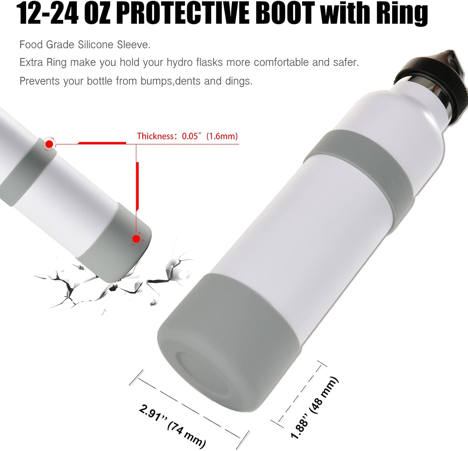 Greant Double Protective Water Bottle Boot Compatible with Hydro Flask, Silicone Flex Boot Compatible with Hydroflask Boot, Universal Anti-Slip Bottle Sleeve, 3 Sizes to Choose - Image 4