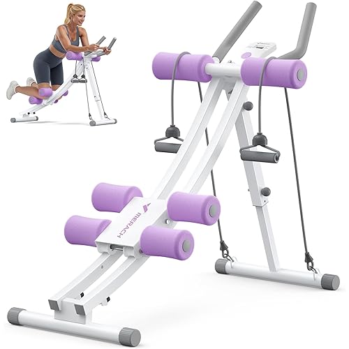 MERACH Ab Machine, Adjustable Ab Trainer Machine, Ab Workout Equipment for Home Gym, Ergonomic Arc Track for Better Abs, Foldable Workout Machine for Full Body Workout Home Exercise