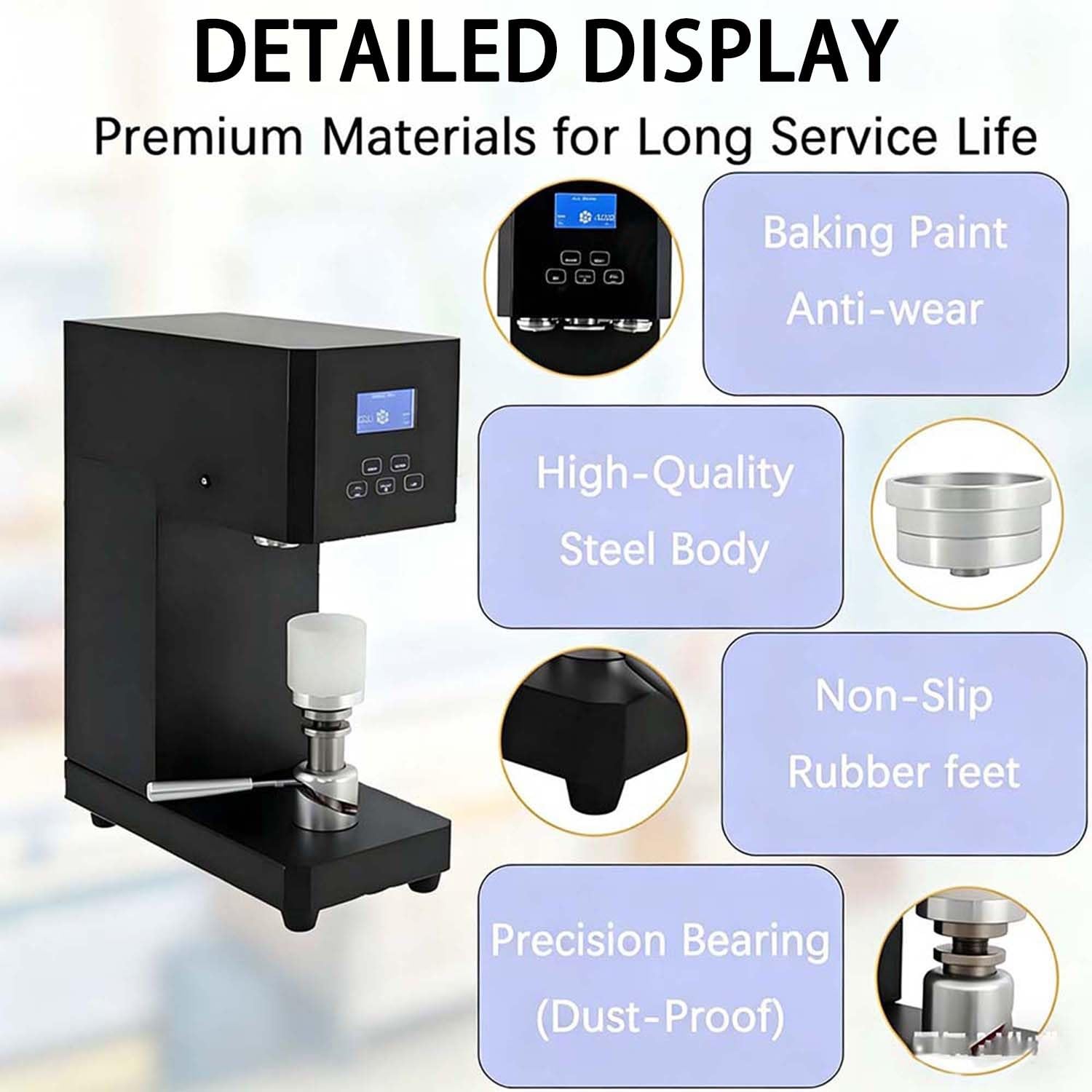 Scelleuse De Canettes De Soda Commerciale, Machine À Sceller Les Canettes Avec Compteur Intelligent Et Affichage Led, 370 W, Hauteur Réglable De 11,5 Cm À 17 Cm(700ml)