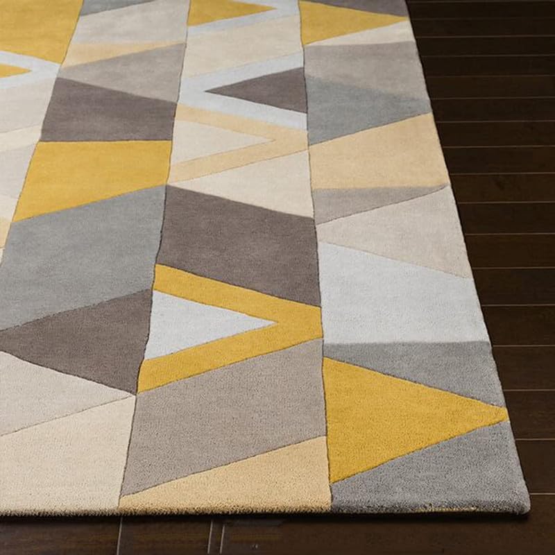 Image of Handmade Tuffted Pure Woollen Thick Geometrical Carpet for Living Room and Bedroom with 1.4 Inch Pile Height Size 2 x 6 feet Mult New FTE01