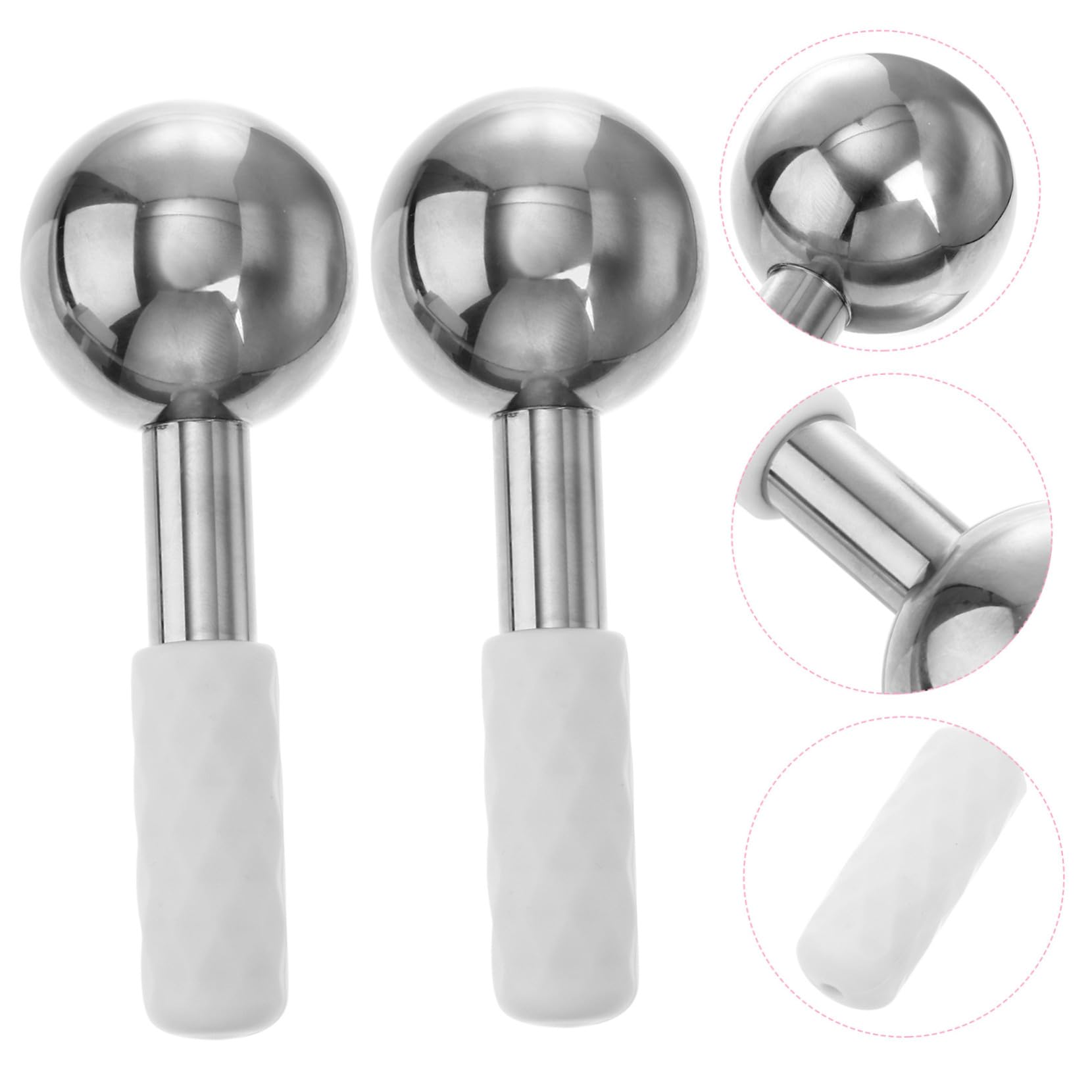 Globos de Hielo de Acero Inoxidable Masajeador Facial 2 Piezas Refrescante para Piel Sensible Cuidado Diario Rostro y Cuello Uso Cosmético Color Aleatorio