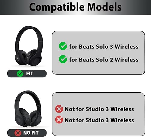 Miniatura 4 de Solo3 Almohadillas de repuesto para los oídos, almohadillas compatibles con auriculares inalámbricos Beats Solo 2 y Solo 3, almohadillas Solo2 Solo3