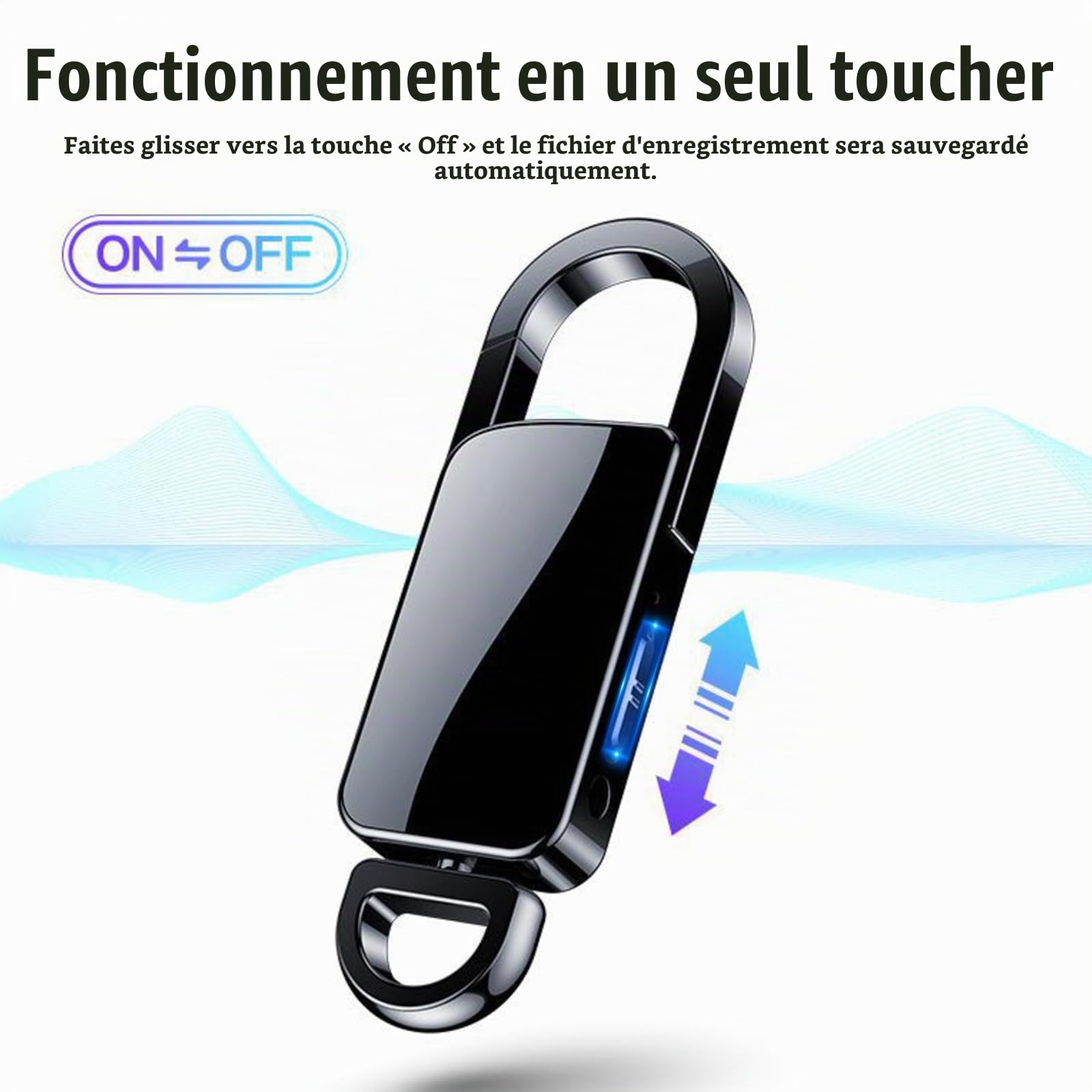 Enregistreur Vocal Mini 128 Go,Enregistreur Vocal Activé avec Lecture, Triple Réduction du Bruit, Mémoire Audio 1500H et Autonomie de Batterie de 8Heures pour Réunions,Interview