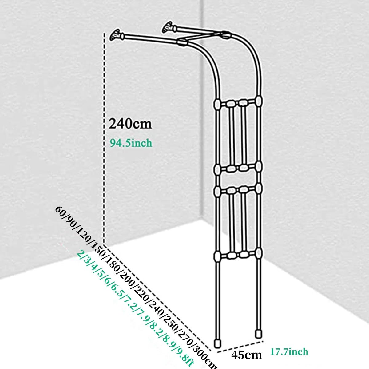 Arco a semicerchio in metallo per piante rampicanti, resistente alle intemperie, in acciaio, elegante design bianco, perfetto per decorazioni esterne (250 x 240 x 45 cm)