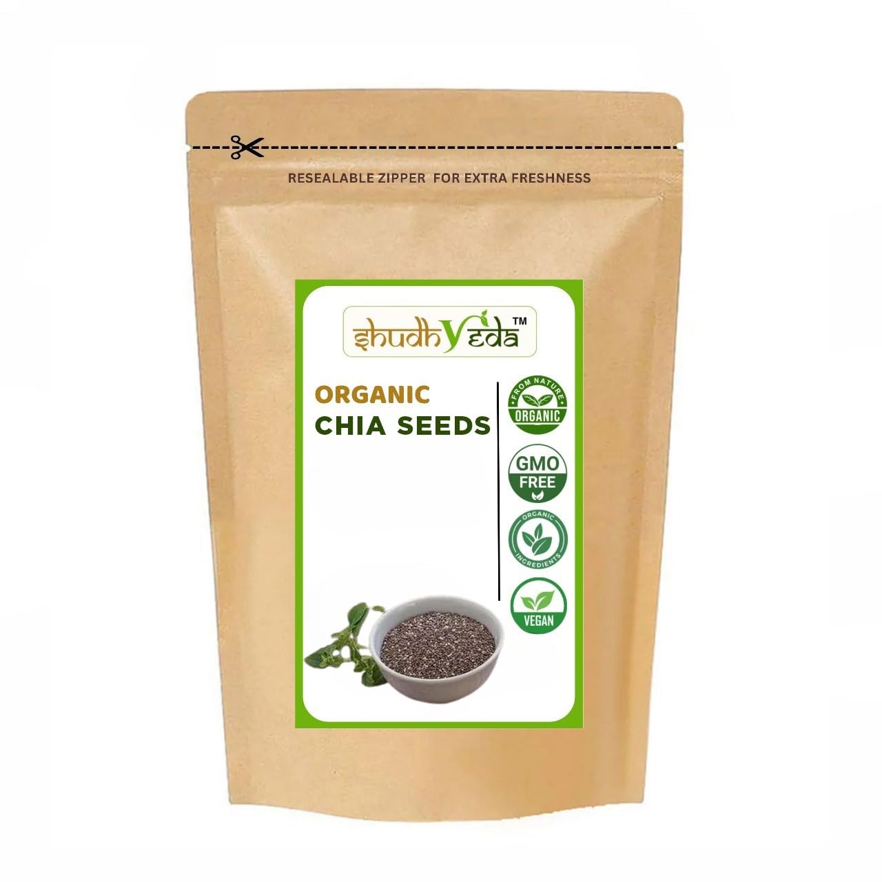 ShudhVeda Chia Seeds Powder (150g) For Eating With Omega 3 and Fiber For Weight Management | Healthy Snacks | Seeds For Eating During Summer | Best Diet Food | Clean & Natural