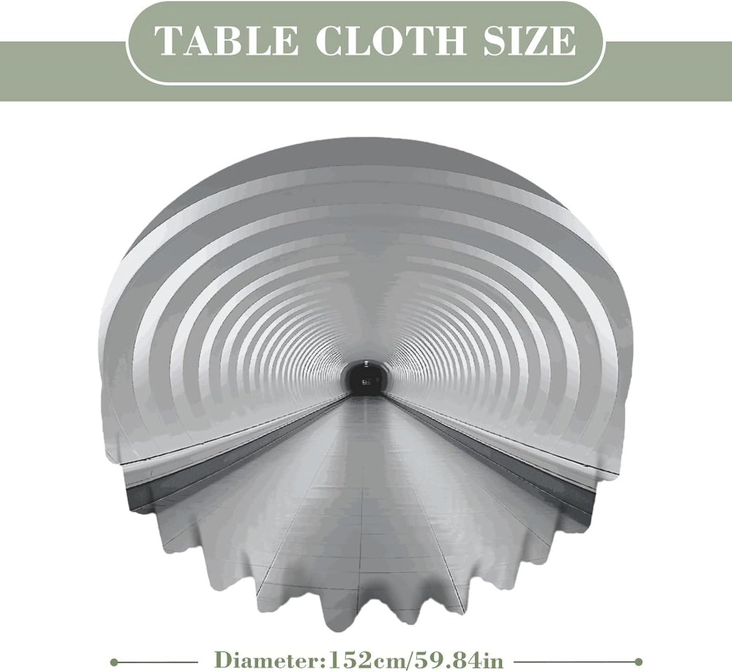 60 Inch Round White Subway Tunnel Tablecloth Waterproof Heavy Duty Polyester Table Cloth Spill-Proof Wipeable Table Cover Decorative Circle Dining Tablecover for Party Outdoor