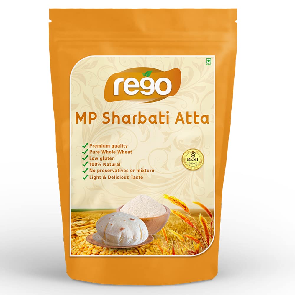 Rego Natural Whole Wheat Sehore Sharbati Flour, 4.5kg - Gluten free, Chakki Fresh Rich in Protein, High Dietary Fiber Atta for Soft Fluffy Roties, Easy Digestion, No Preservatives (B09RV8BZWR) Amazon Price History, Amazon Price Tracker