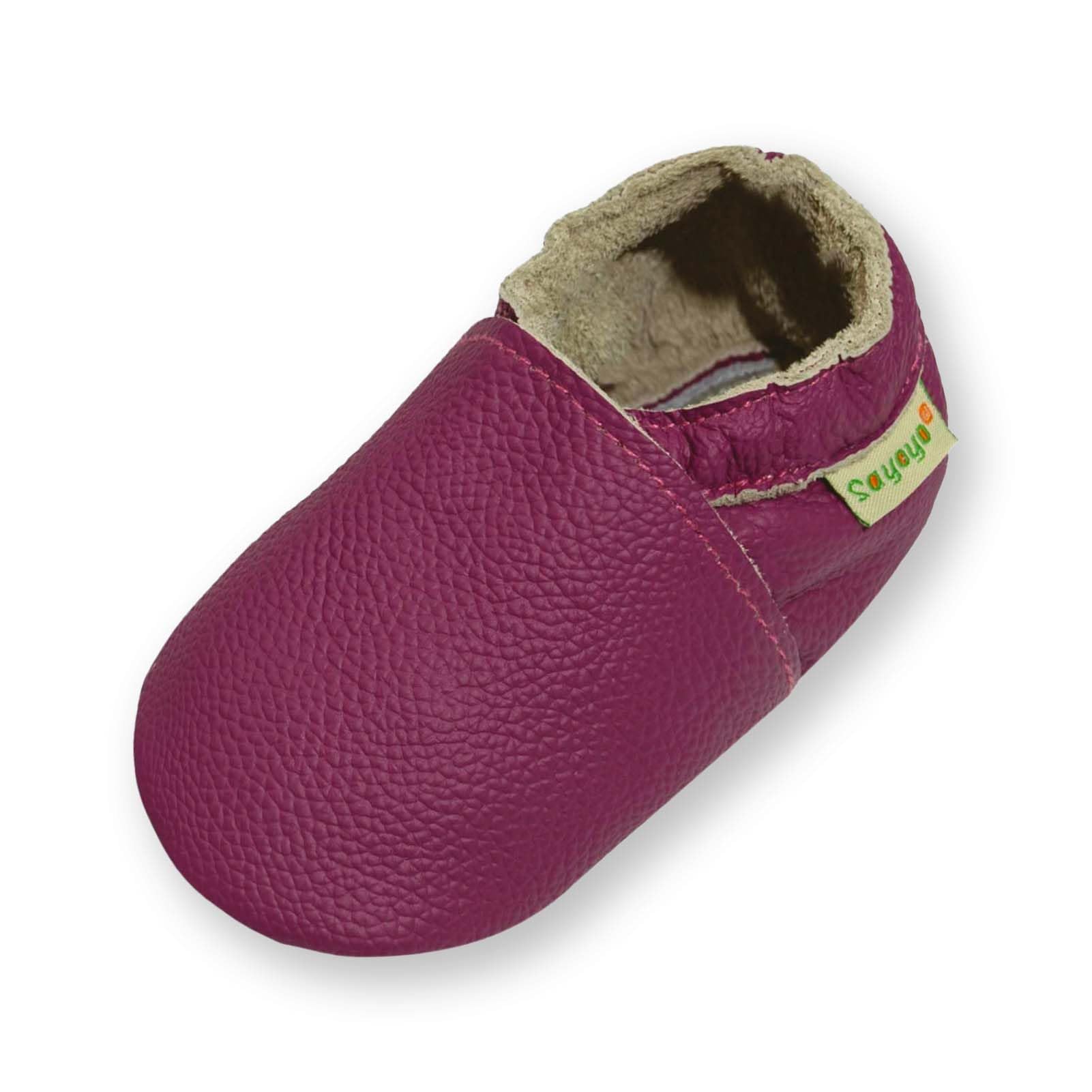 SAYOYO Lauflernschuhe Baby Weicher Leder Krabbelschuhe Mädchen Babyhausschuhe Jungen Lederschuhe Kleinkind Lederpuschen Barfußschuhe
