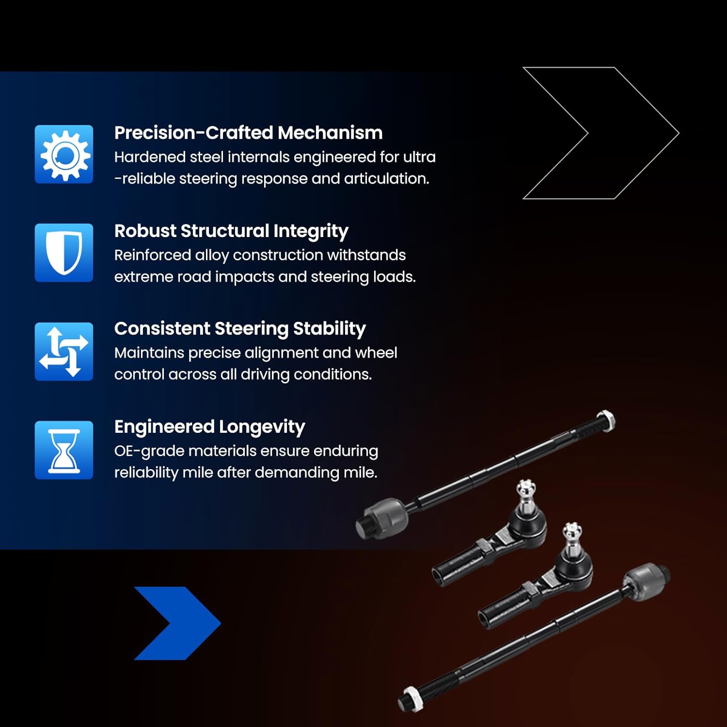 6-PC Tie Rod Ends Kits Compatible with Dodge Ram1500 2002-2005,2xInner tie rod EV407,2xOuter tie rod ES3538,2xdust cover
