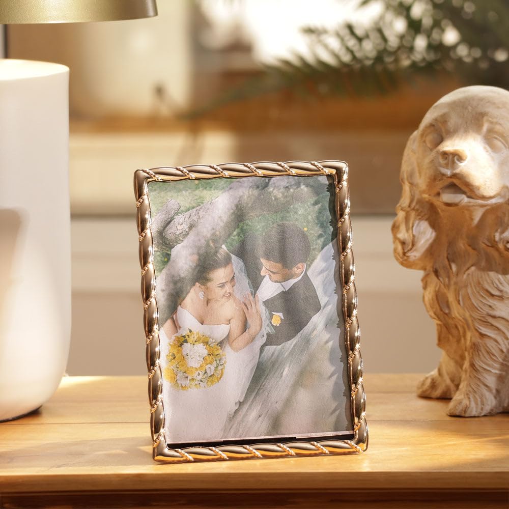 Helix Metal Photo Frame| Picture Frame For Home Decor Office Bedroom Living Room| Modern Design| Can Hold 1 Photo of Size (5 inches x 7 inches) | Metal and GlassMaterial| Large Size - Gold-image-20