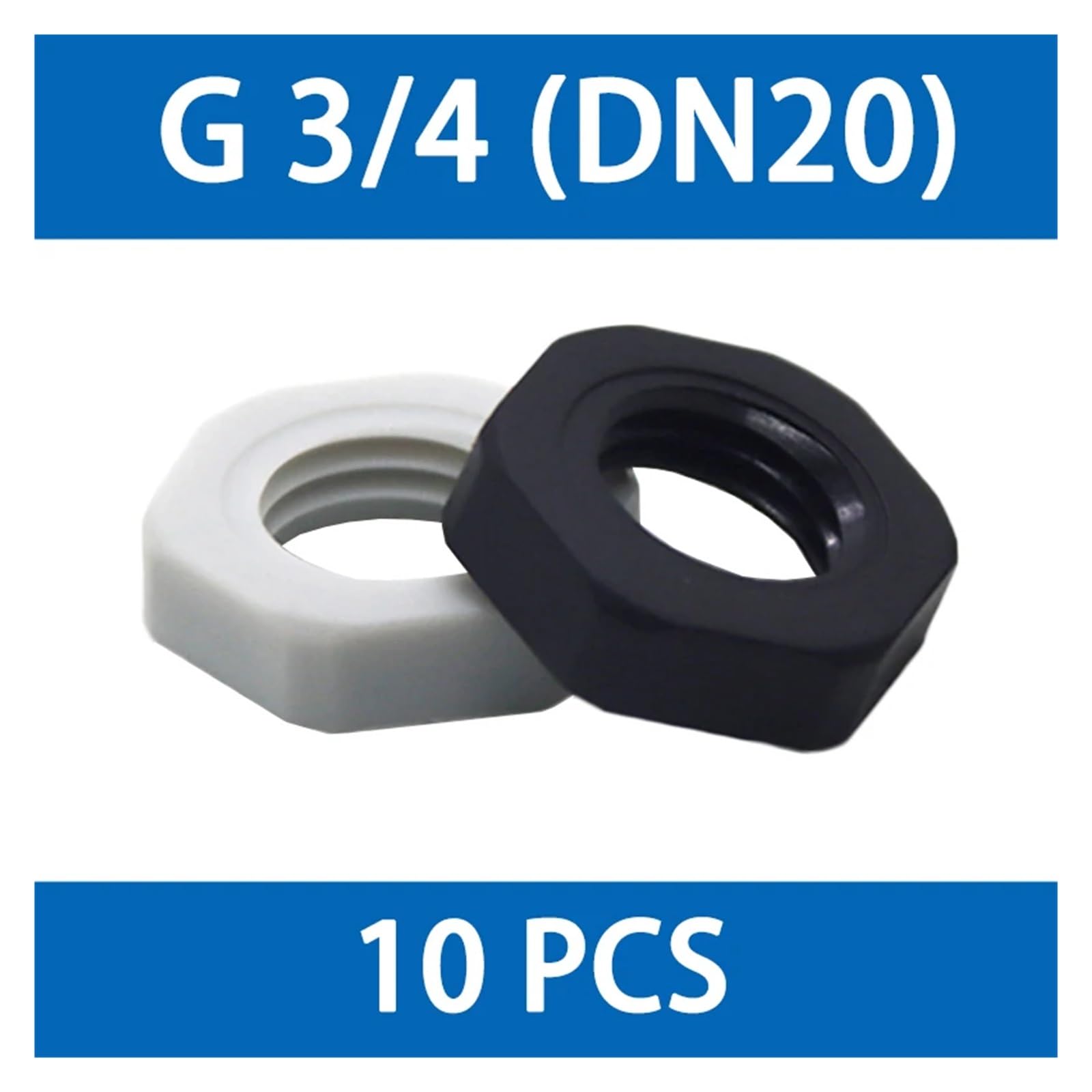 VARNOK Dławik kablowy 10 nakrętek z tworzywa sztucznego do mocowania nakrętek sześciokątnych 3/8", 1/2", 3/4" i 1" z gwintem wewnętrznym. (G3 I 4 (10 sztuk), biały)