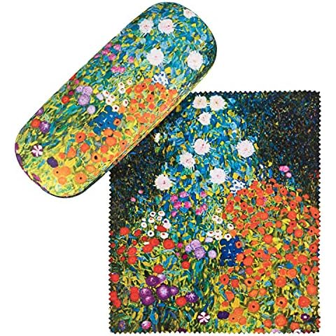 VON LILIENFELD Glasses Case Present Cleaning Cloth Spectacle Cases Lightweight Stable Art Gustav Klimt: Flower Garden Cover