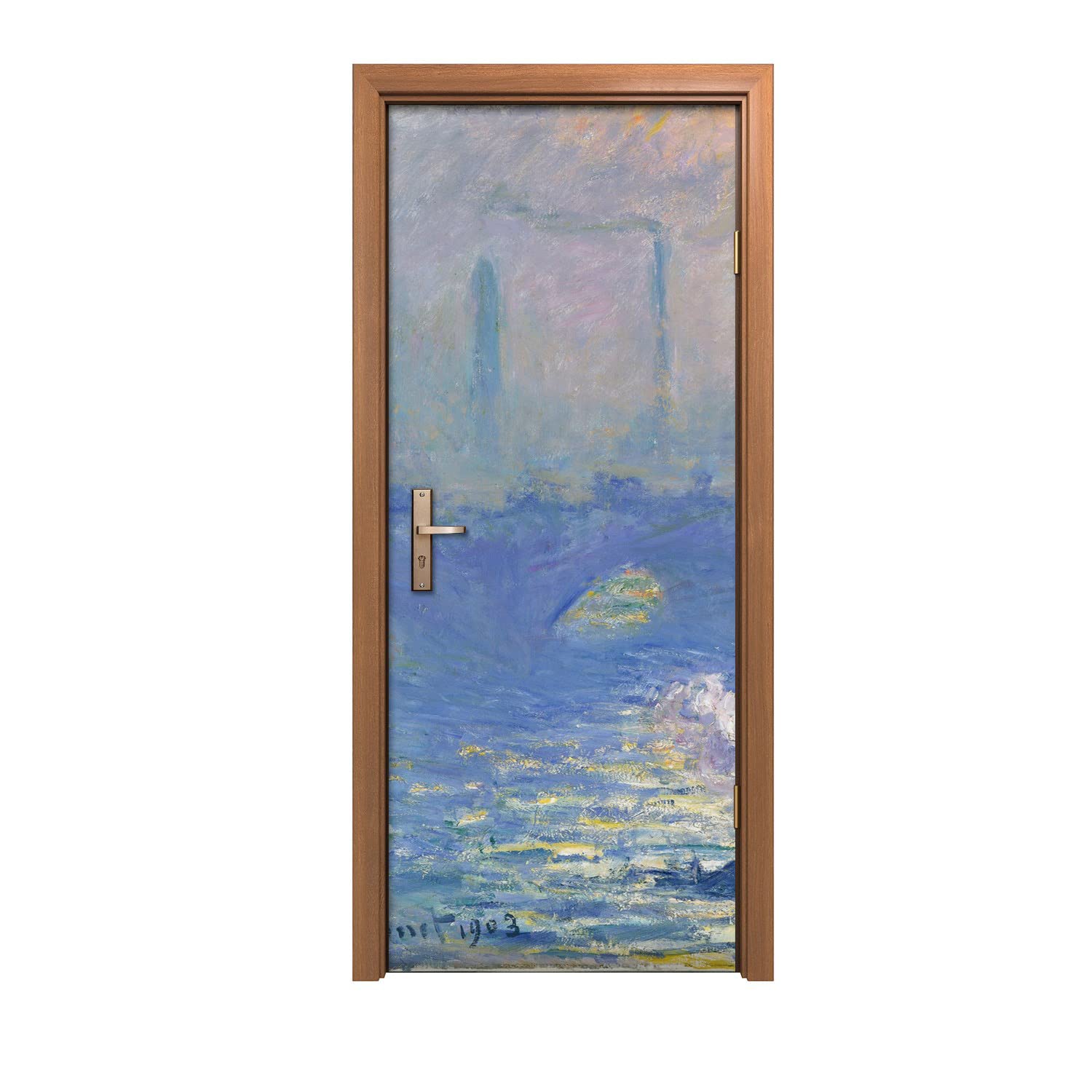 Autocollant de porte Coloray 80x200cm motif pont de Waterloo pour décoration