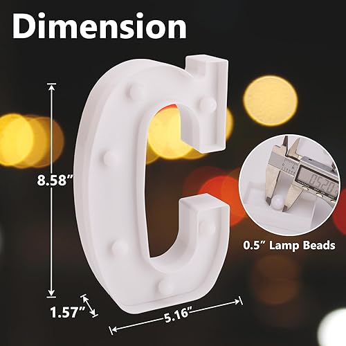 Miniatura 20 de Letrero LED de marquesina, letras iluminadas del alfabeto, letras LED que funcionan con pilas, para luz nocturna, bodas, cumpleaños, fiestas, Letra E