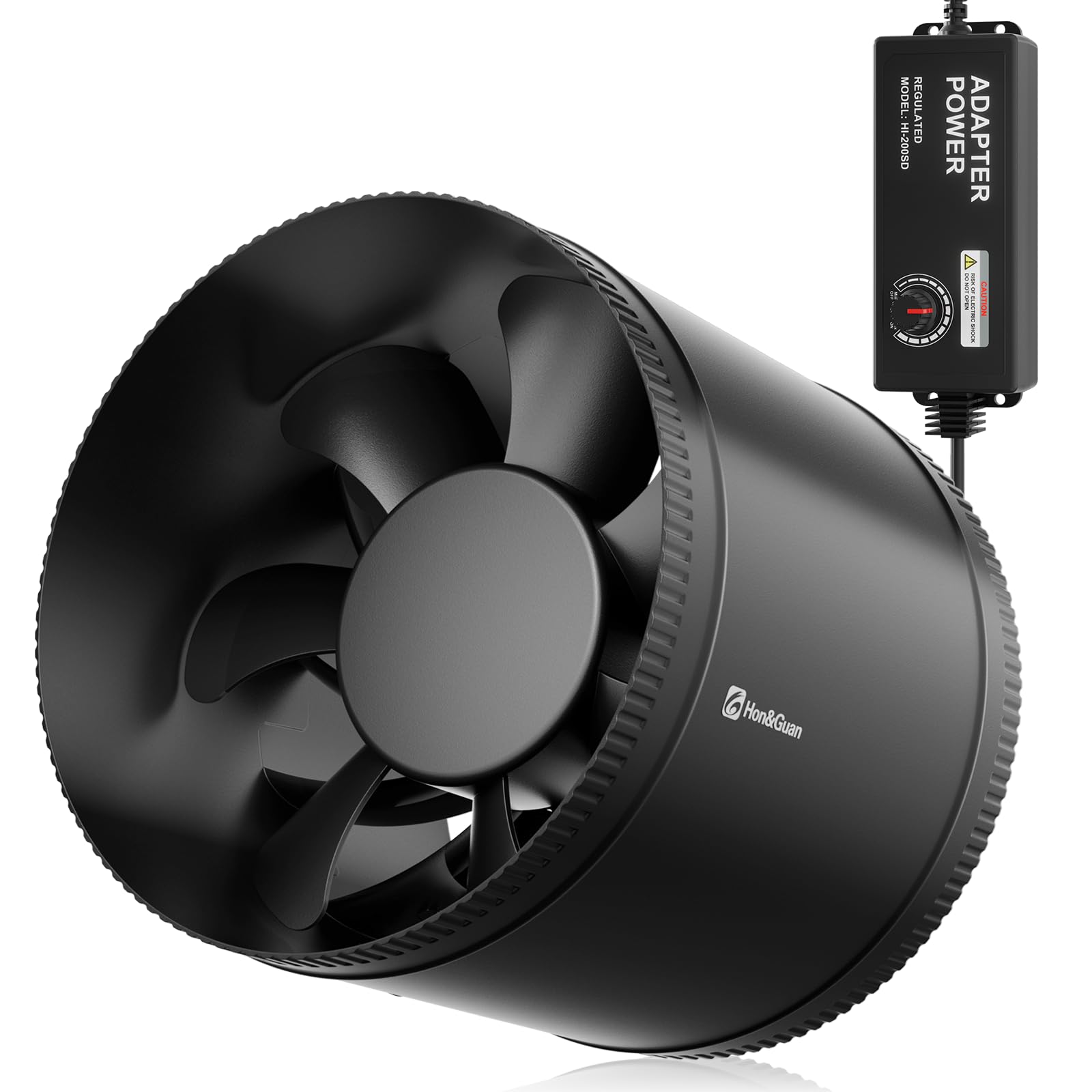Hon&Guan 8 Inch Inline Booster Duct Fan with Speed Controller - 623 CFM Airflow with 44W Ultra-Low Power and Low Noise