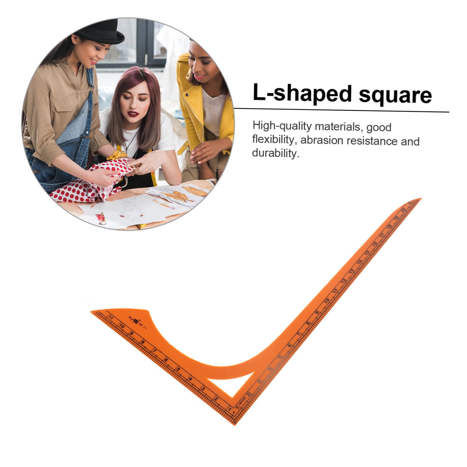 Regla en Forma de L para Coser de Plástico Naranja Doble Escala Precisa | Medición para Confección y Patchwork, Plástico sin Rebabas, Uso Profesional y Personal, Color Naranja
