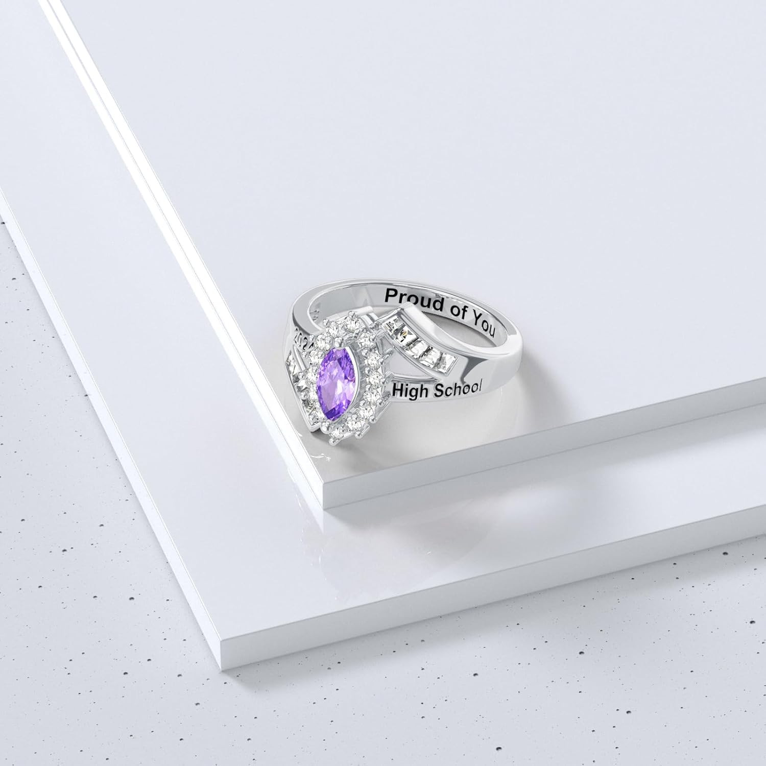 Dorunmo Customizable Class Rings for High School and College Graduates 925 Sterling Silver/10k/14k/18K Gold Graduation Ring with Birthstone Jewelry Class of 2025 Gift for women