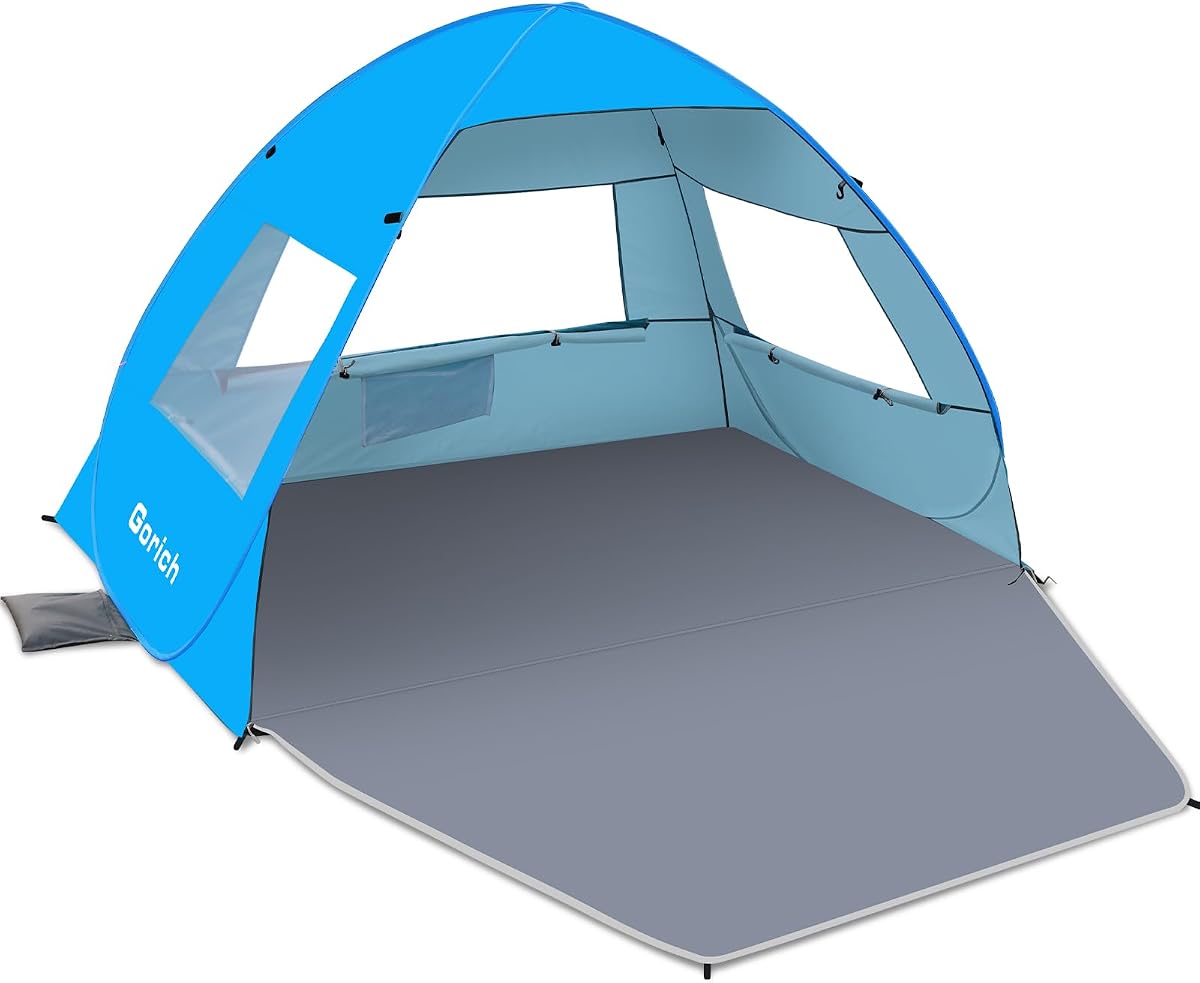 Gorich Pop Up Beach Tent for 3-4 Person, UPF 50+ UV Protection Beach Umbrella Sun Shelter, Portable Lightweight Shade with Easy Foldable & Instant Setup