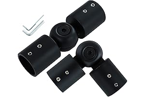 Corner Window Curtain Rod Connector Kit (Pack of 2) | Adjustable Black...