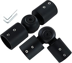 Window Corner Curtain Rod Connector Set of 2, Adjustable Curtains Rods Connector for Bay Windows Blinds with 1 inch Black Color Metal