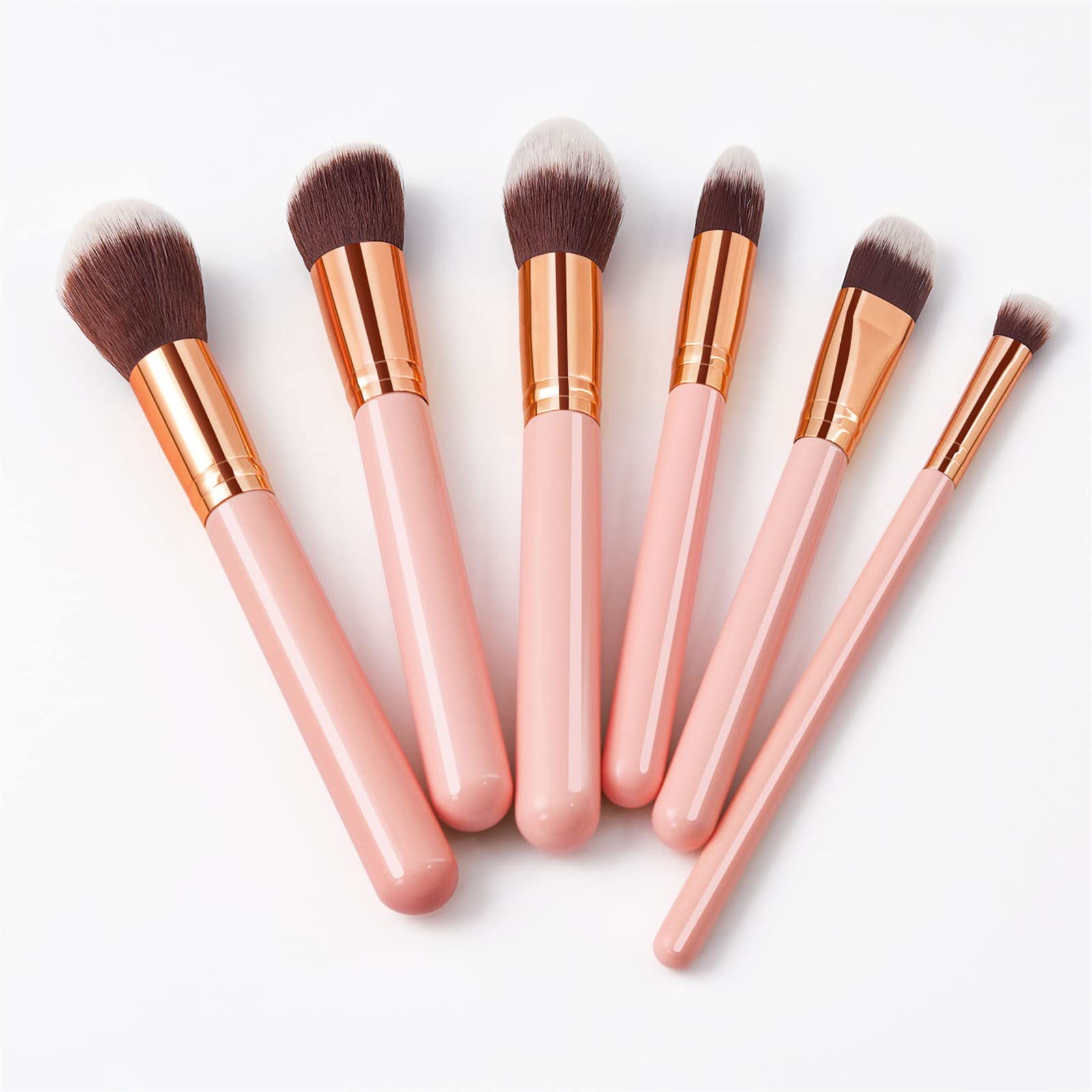Brocha de maquillaje sintética avanzada, para base de maquillaje, polvos, sombras de ojos, pinceles de maquillaje, cosméticos, para cejas, sombras de ojos, polvos, brillo de labios, paquete de 6 broch