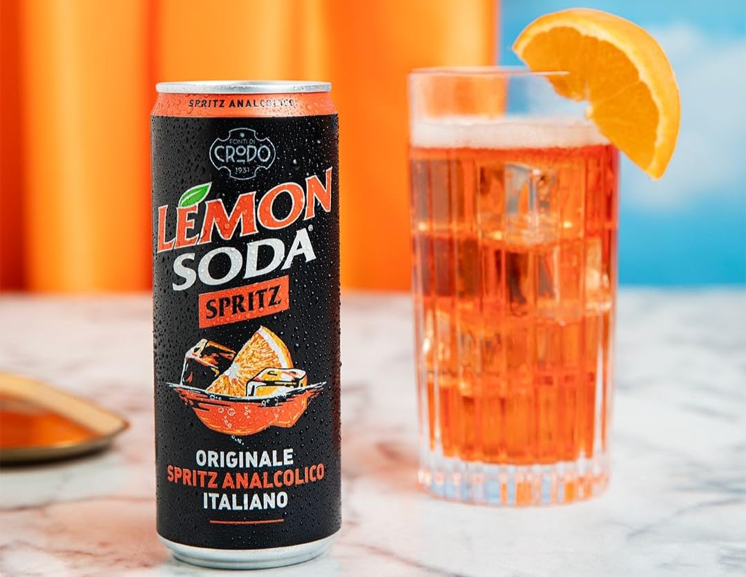 48x Lemonsoda Spritz - Original Alkoholfreier Spritz - Italienisches kohlensäurehaltiges Erfrischungsgetränk 330ml Einwegdose + Beni Culinari Kostenloser Schlüsselanhänger