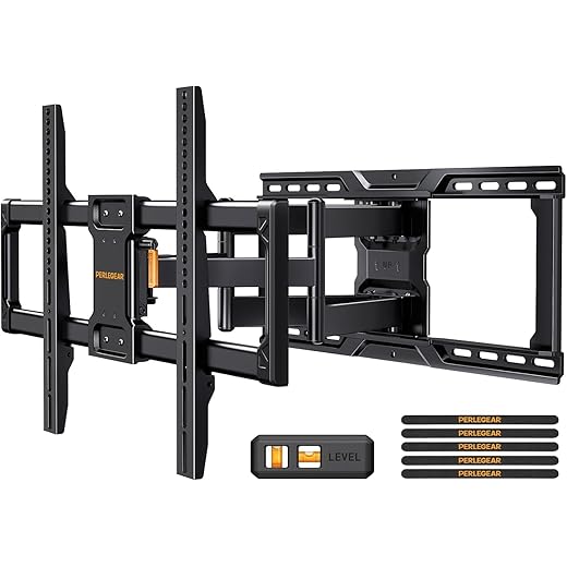 Perlegear UL-Listed Full Motion TV Wall Mount for 42–90 Inch TVs up to 150 lbs, Pre-Assembled TV Mount with Tool-Free Tilt, Swivel, Extension, Max VESA 600 x 400mm, 12″/16″/18″/24″ Wood Studs, PGLF16
