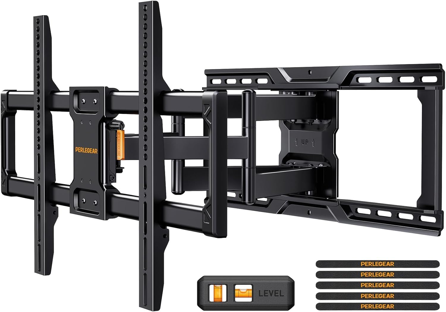 Perlegear UL-Listed Full Motion TV Wall Mount for 42–90 Inch TVs up to 150 lbs, Pre-Assembled TV Mount with Tool-Free Tilt, Swivel, Extension, Max VESA 600 x 400mm, 12″/16″/18″/24″ Wood Studs, PGLF16Perlegear UL-Listed Full Motion TV Wall Mount for…