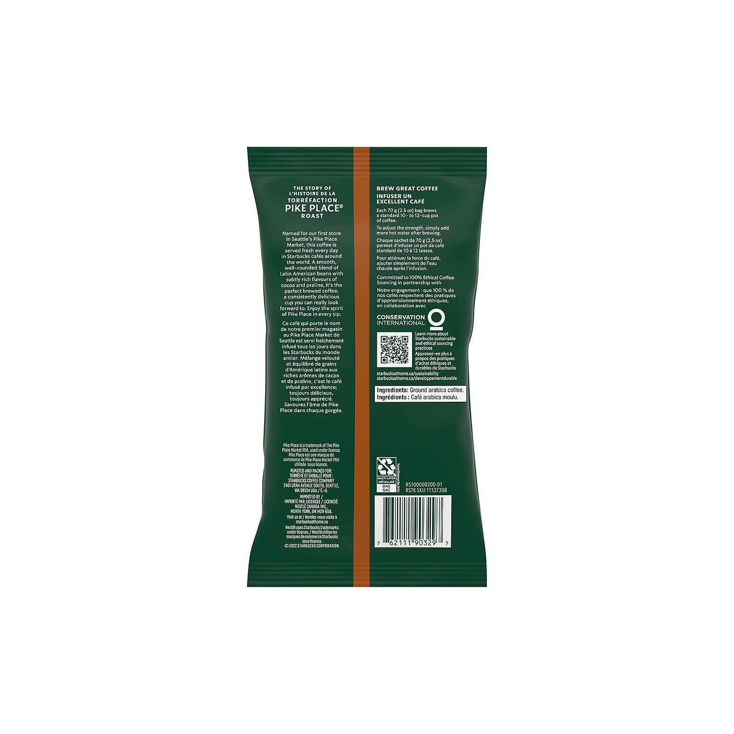 Starbucks 11018197 Coffee Pike Place 2.5oz 18/Box