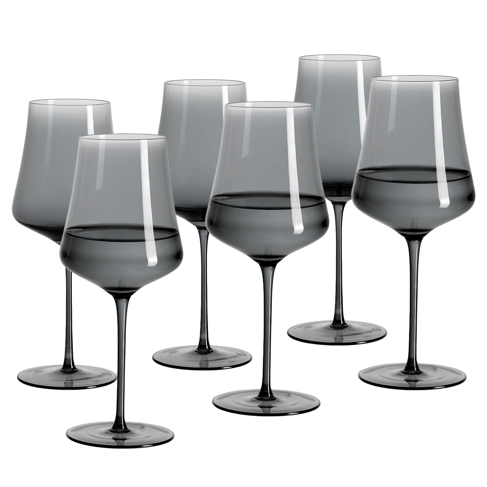 Gaues Verres à Vin, Lot de 6, 450 ml, Cristal Soufflé Bouche | Sans plomb, Avec long pied, Pour vin rouge et vin blanc, Idéal pour les fêtes, Pour restaurants