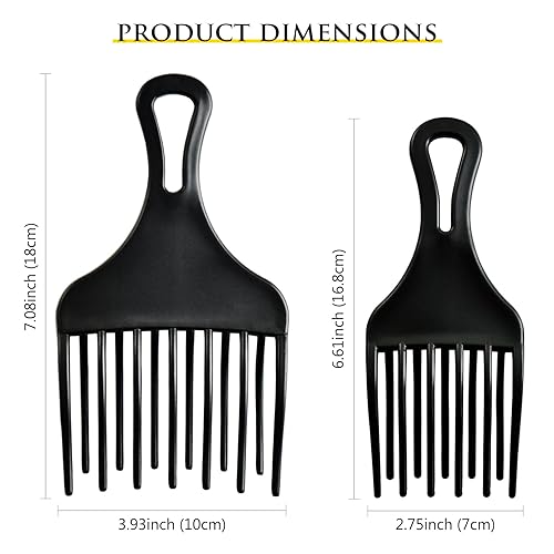 Miniatura 3 de Juego de 2 piezas de peine afro – Desenredador de doble puño grande y pequeño para pelucas, trenzas y herramienta de peinado para hombres y mujeres