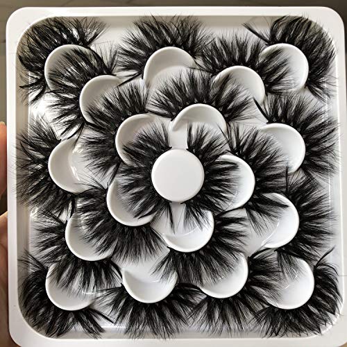 ALICROWN 25MM Faux Mink Eyelashes 6D Mixed Soft Volume 10 Pairs Long Dramatic Thick Reusable Crossed Handmade Lashes Pack