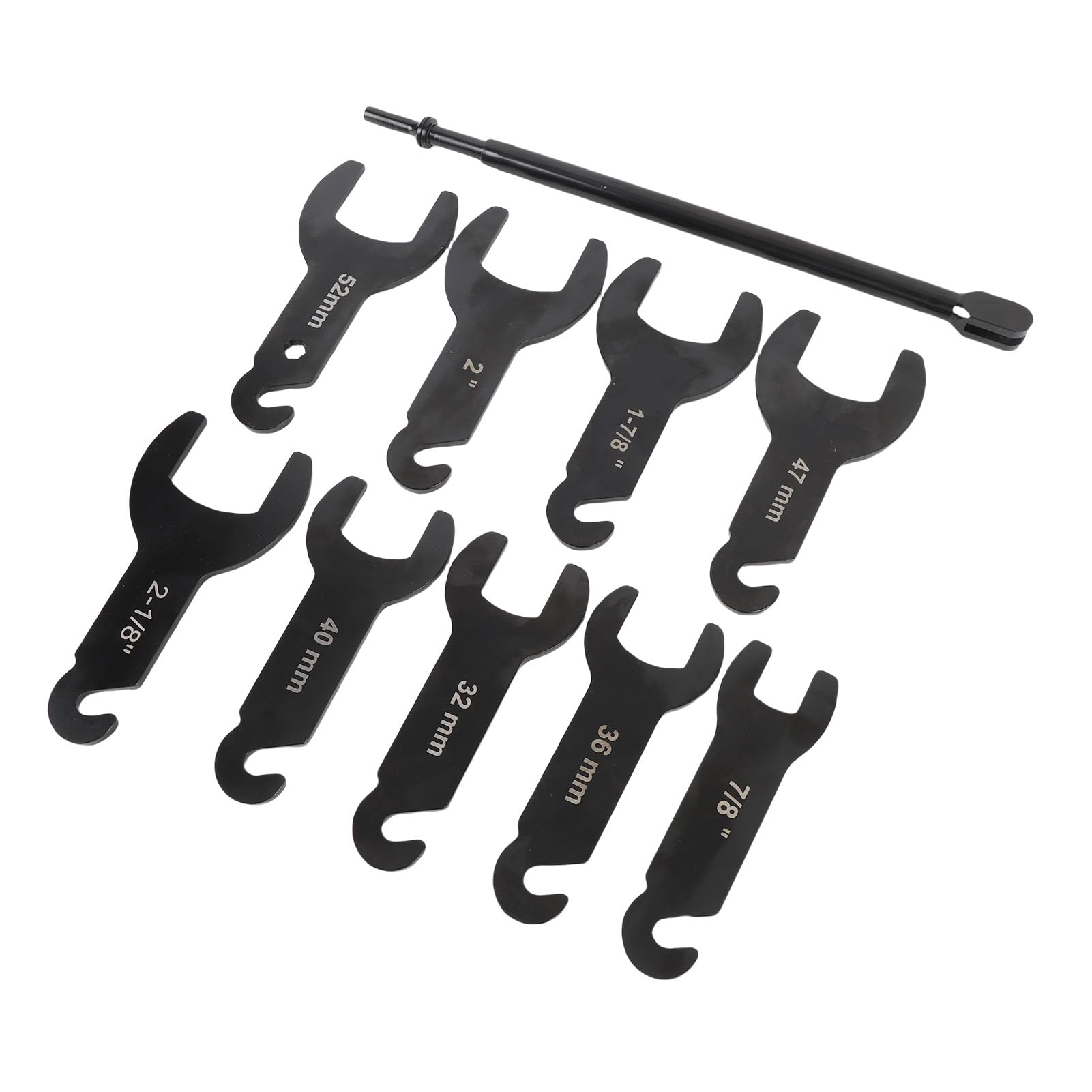 Set mit 10 pneumatischen Ventilator-Kupplungsschlüsseln aus Stahl für die Reparatur von Wasserpumpen mit tragbarem, effizientem Griff, 10 Größen 52 mm bis 2 Zoll, rostfrei, Etui