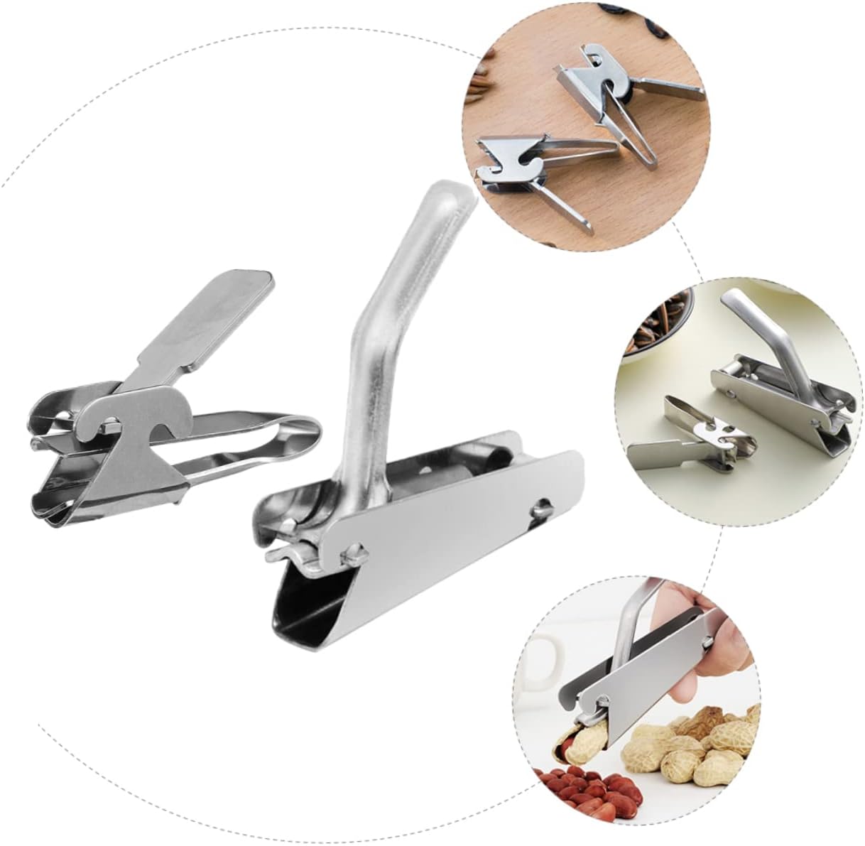 2Pcs Stainless Steel Nut Cracker Pine Nut Melon Plier for Easy Shelling Peanut Peeler Tool for Sunflower Pine Nuts