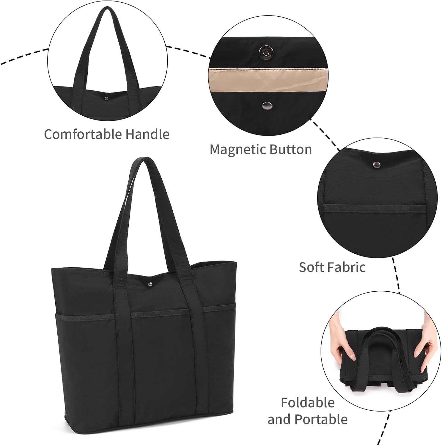 AMXNX Tote Bag for Women Large Capacity with Compartments and Multiple Pockets Shoulder Bag for Travel Sports Work - Image 6