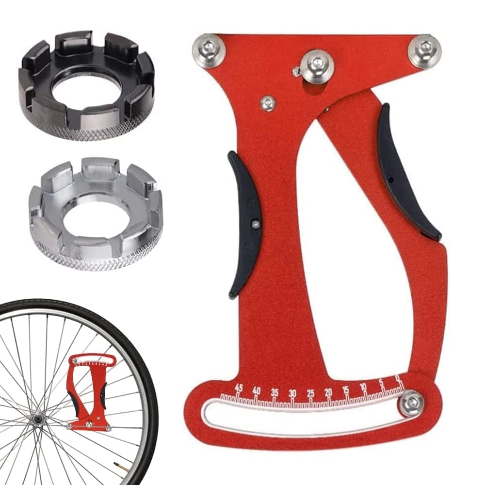 BNGXR Bike Spokes Tensiometer, Bicycle Spokes Tension Gauge Calibration Tool,Aluminum Alloy Spoke Tensiometer Meter with Gauge and Voltage Comparison Chart