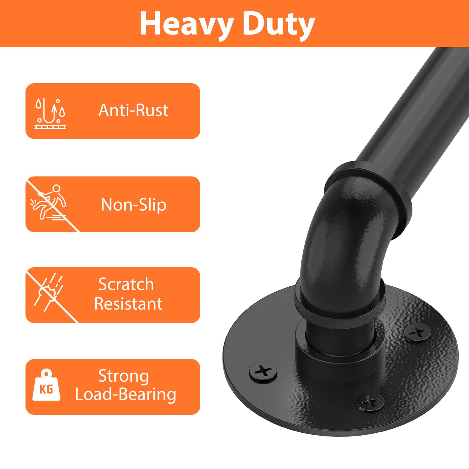 OUSHENG 12ft Industrial Pipe Handrail - Wall Mount Stair Railing - View #4